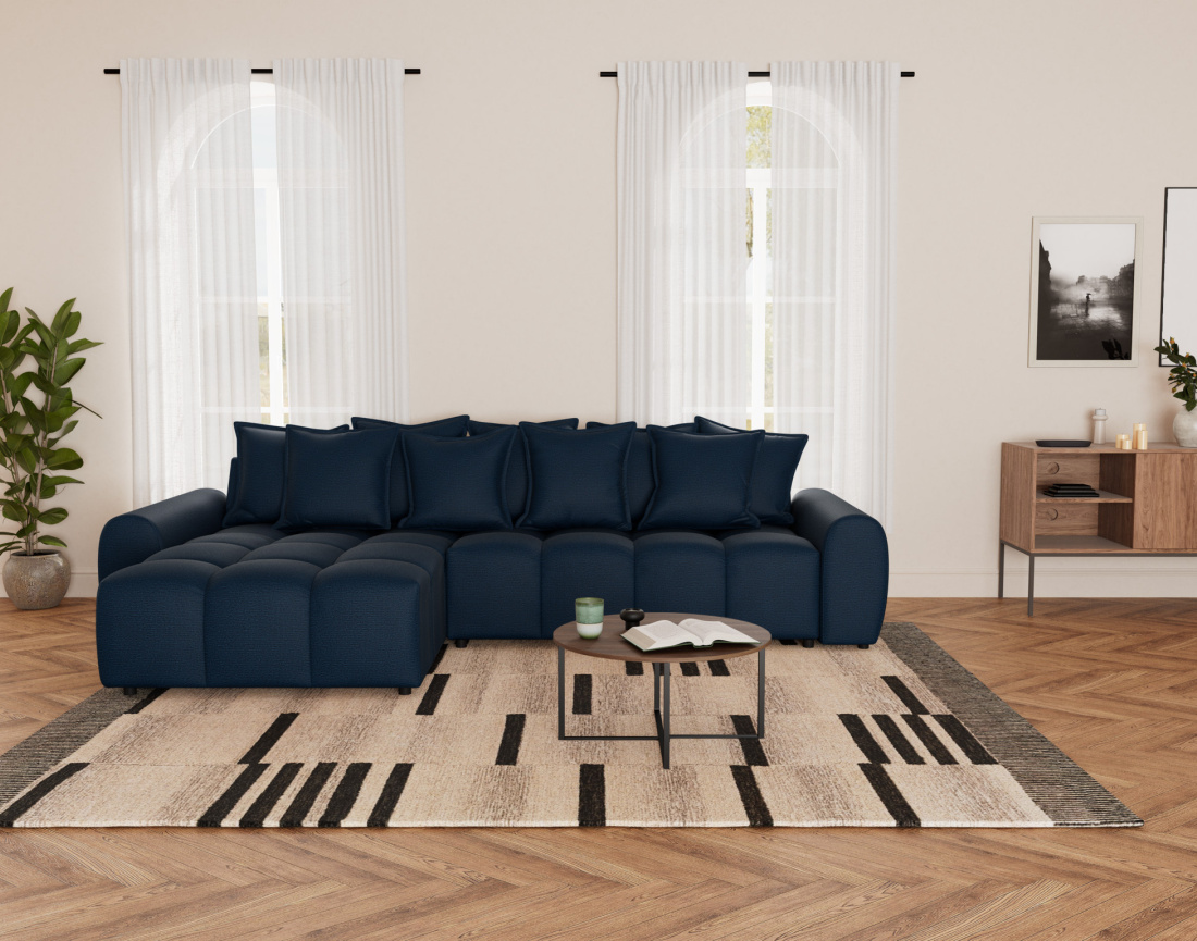 Canapé d'angle réversible 4 places en tissu texturé Adelaide