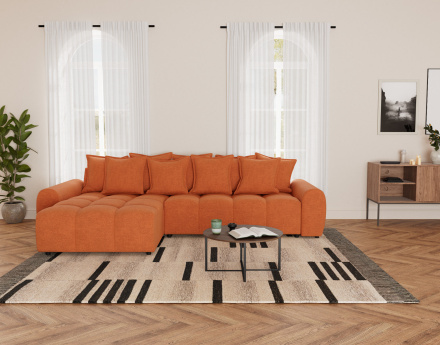Canapé d'angle réversible 4 places en tissu texturé Adelaide