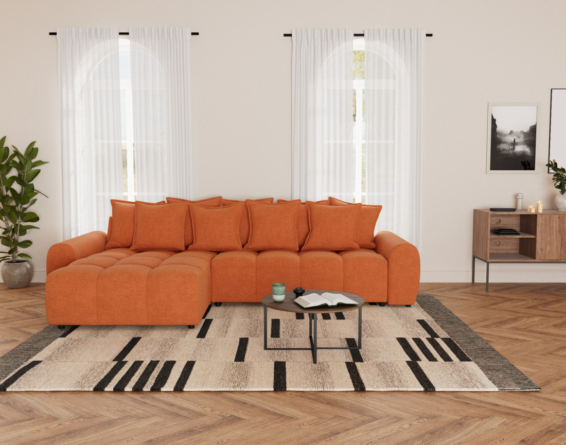 Canapé d'angle réversible 4 places en tissu texturé Adelaide