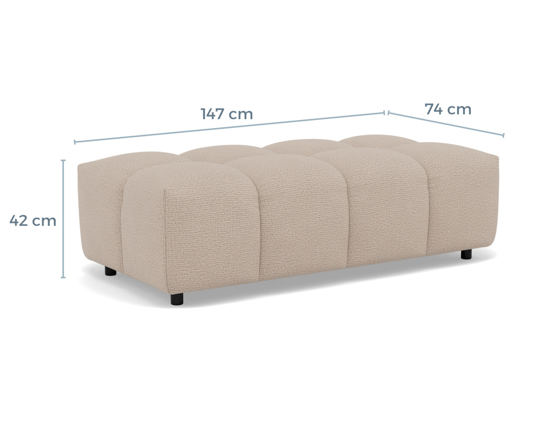 Canapé d'angle réversible 4 places avec pouf d'appoint en tissu texturé Adelaide