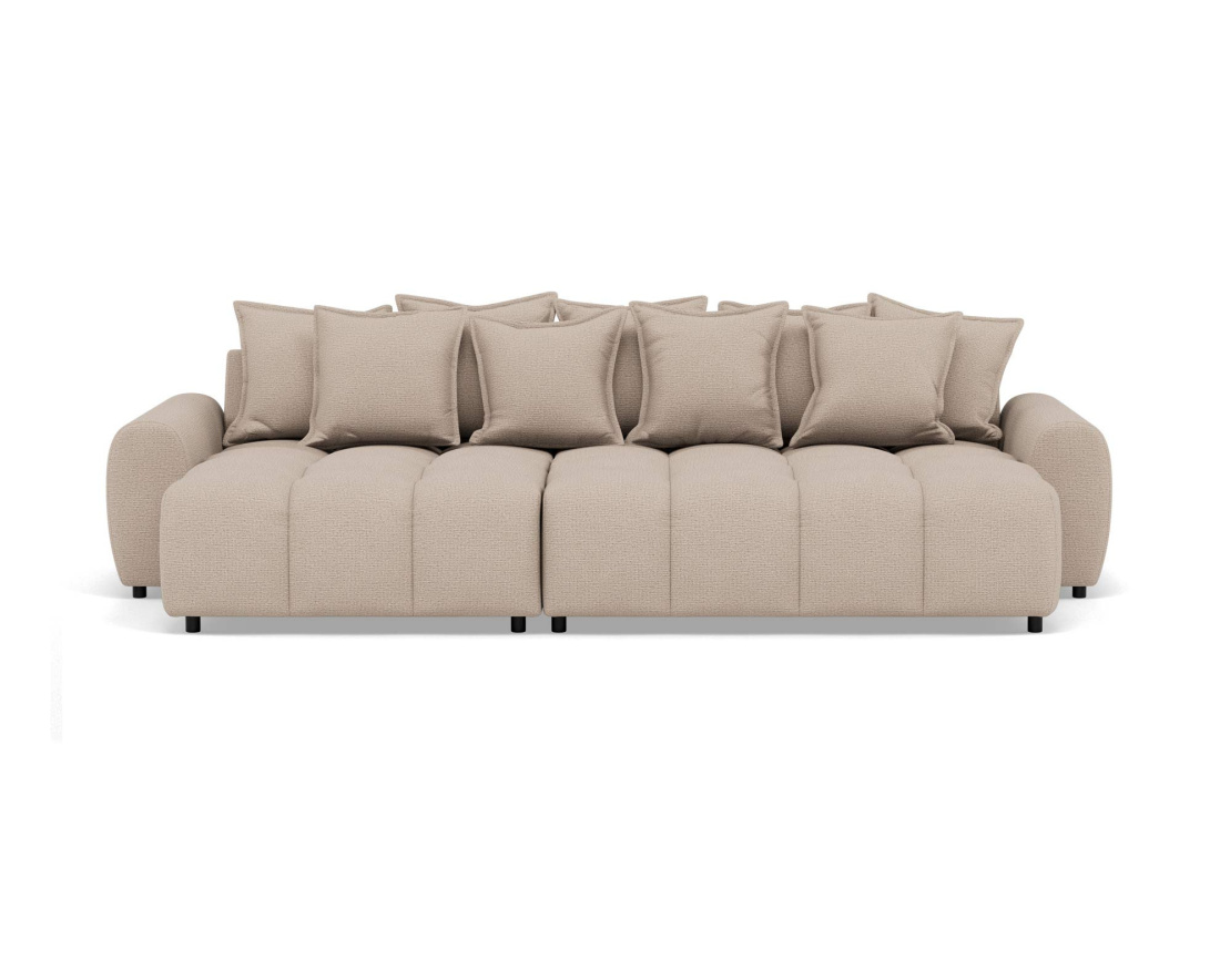 Canapé d'angle réversible 4 places avec pouf d'appoint en tissu texturé Adelaide Canapé d'angle réversible 4 places avec pouf d'appoint en tissu texturé Adelaide