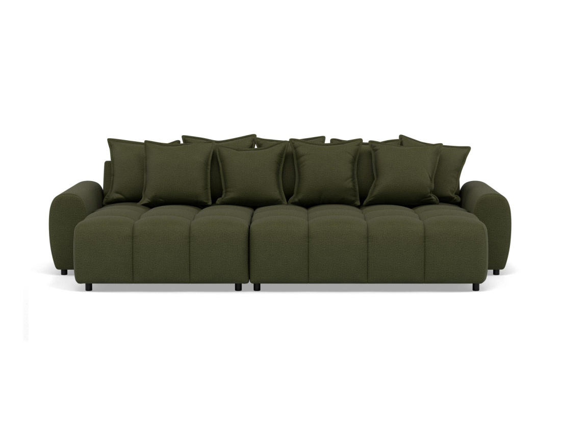 Canapé d'angle réversible 4 places avec pouf d'appoint en tissu texturé Adelaide