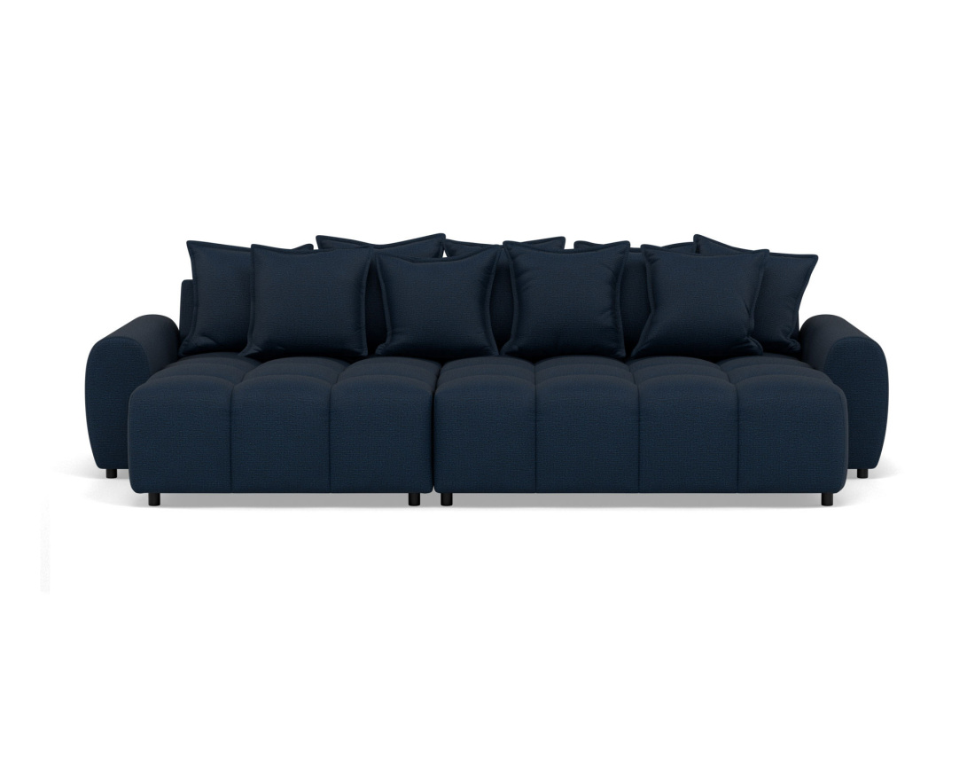 Canapé d'angle réversible 4 places avec pouf d'appoint en tissu texturé Adelaide