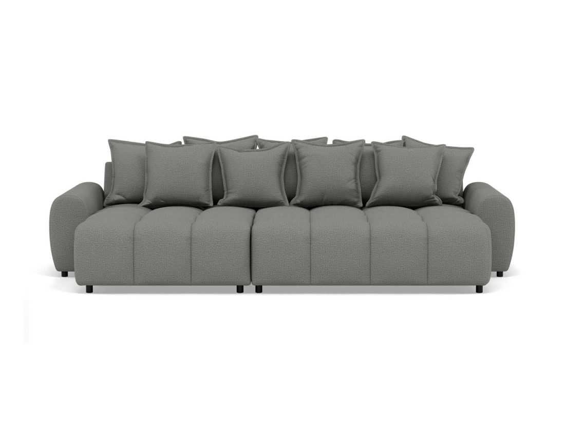 Canapé d'angle réversible 4 places avec pouf d'appoint en tissu texturé Adelaide Canapé d'angle réversible 4 places avec pouf d'appoint en tissu texturé Adelaide