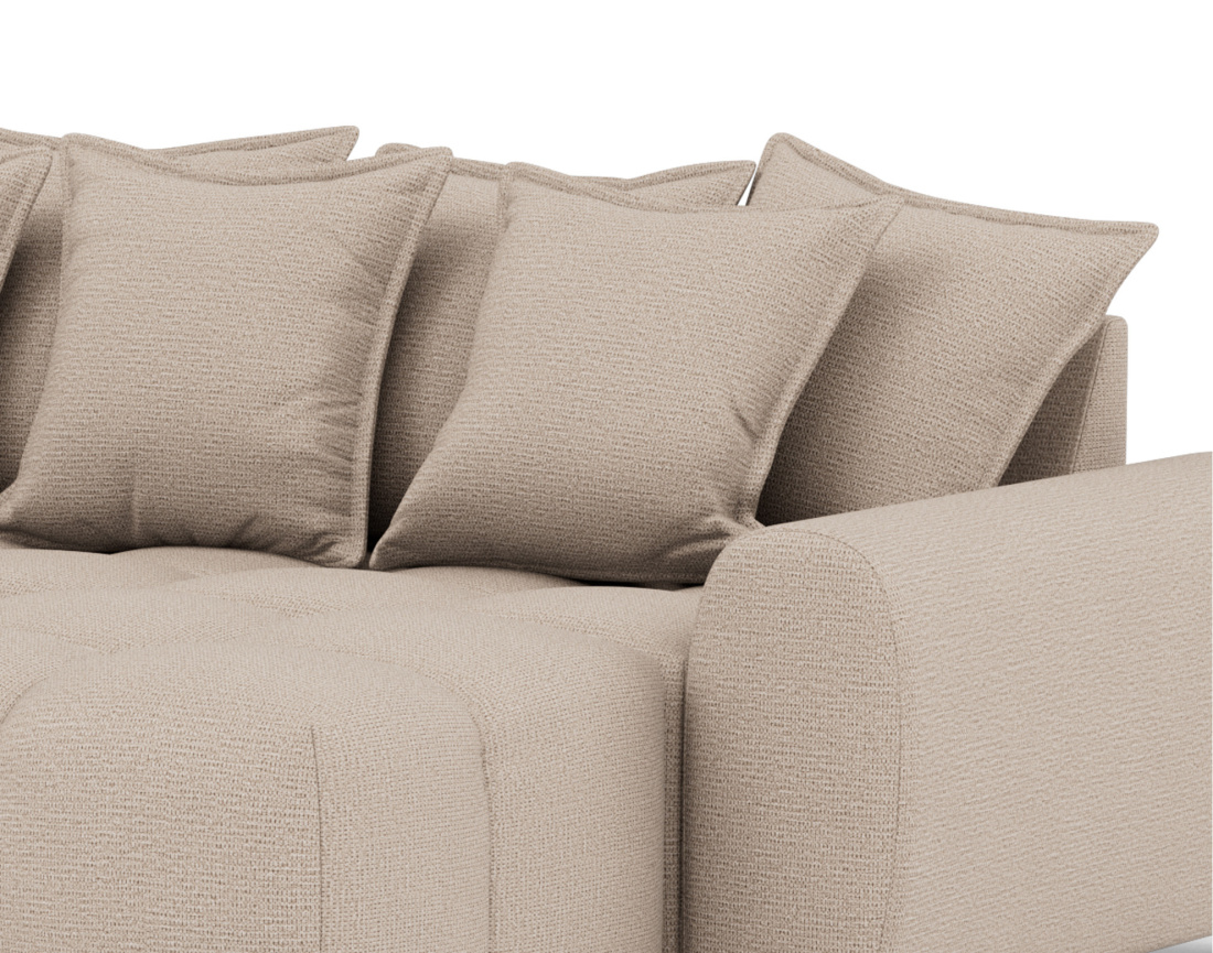 Canapé d'angle réversible 4 places avec pouf d'appoint en tissu texturé Adelaide Canapé d'angle réversible 4 places avec pouf d'appoint en tissu texturé Adelaide