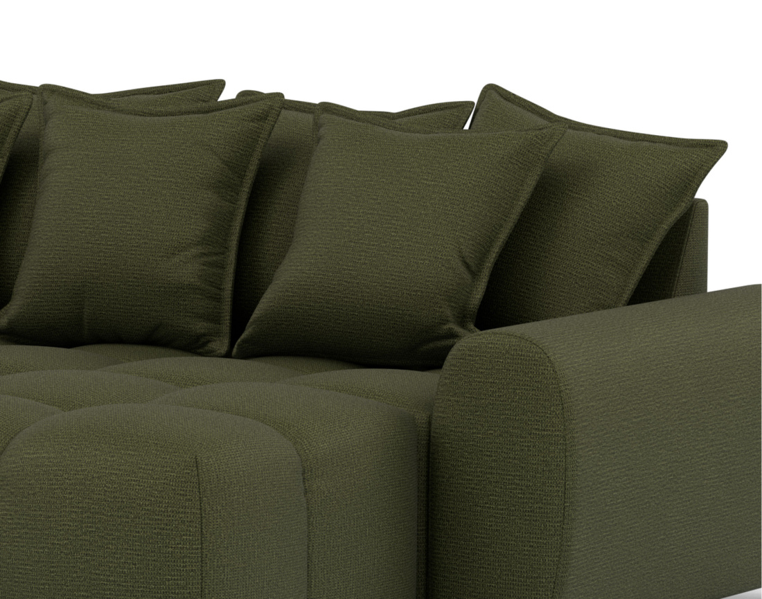 Canapé d'angle réversible 4 places avec pouf d'appoint en tissu texturé Adelaide