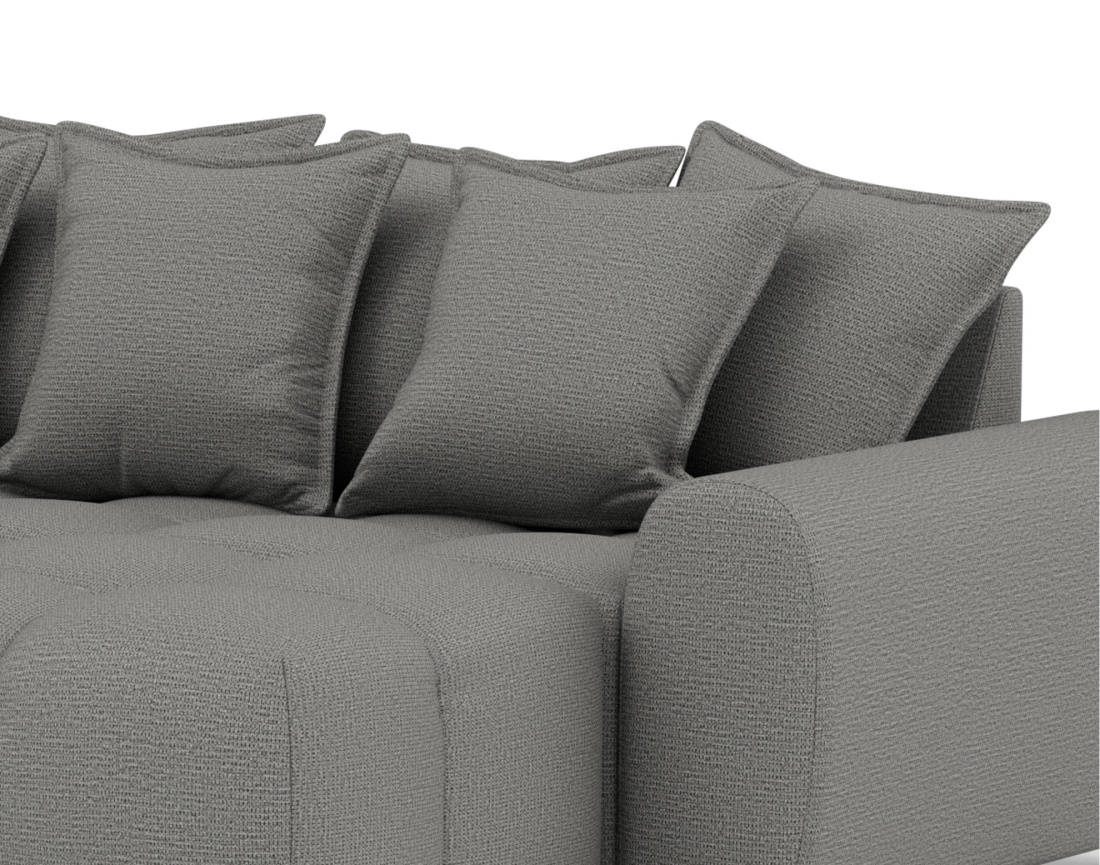 Canapé d'angle réversible 4 places avec pouf d'appoint en tissu texturé Adelaide Canapé d'angle réversible 4 places avec pouf d'appoint en tissu texturé Adelaide