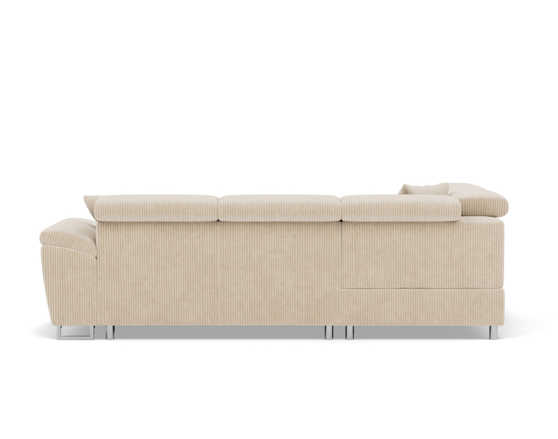 Canapé d'angle gauche 5 places convertible avec têtières et coffre en velours côtelé Baoji Canapé d'angle gauche 5 places convertible avec têtières et coffre en velours côtelé Baoji