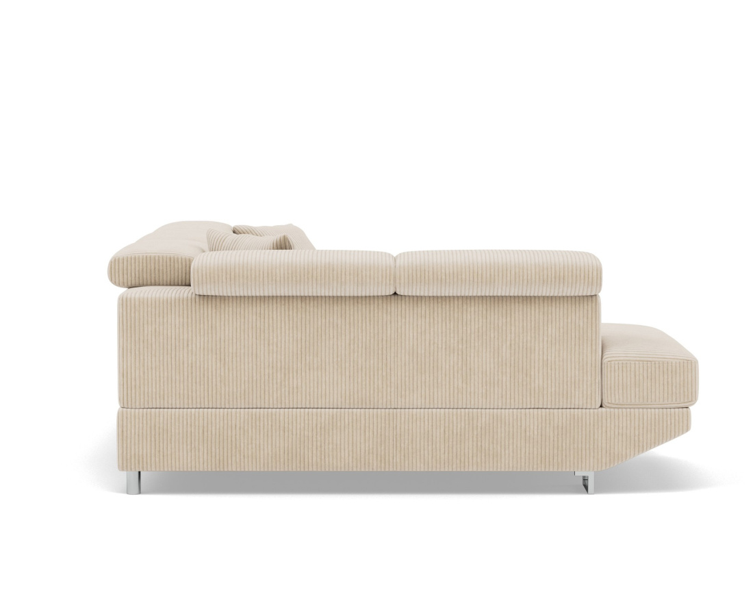 Canapé d'angle gauche 5 places convertible avec têtières et coffre en velours côtelé Baoji Canapé d'angle gauche 5 places convertible avec têtières et coffre en velours côtelé Baoji