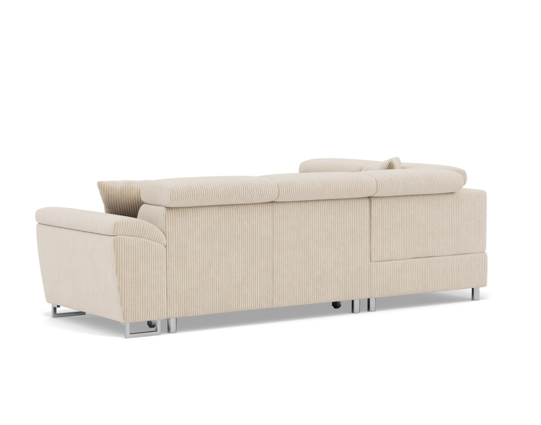 Canapé d'angle gauche 5 places convertible avec têtières et coffre en velours côtelé Baoji Canapé d'angle gauche 5 places convertible avec têtières et coffre en velours côtelé Baoji