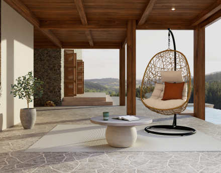 Fauteuil suspendu 1 place effet rotin naturel Leila