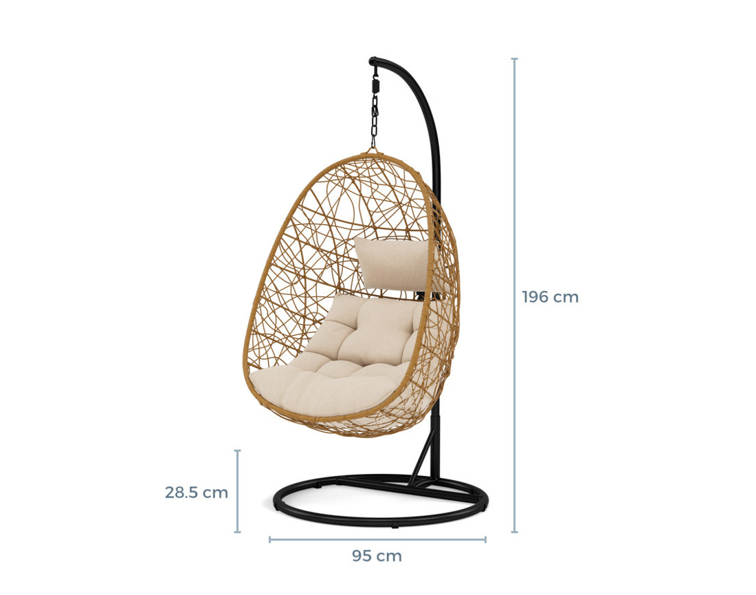 Fauteuil suspendu 1 place effet rotin naturel Leila