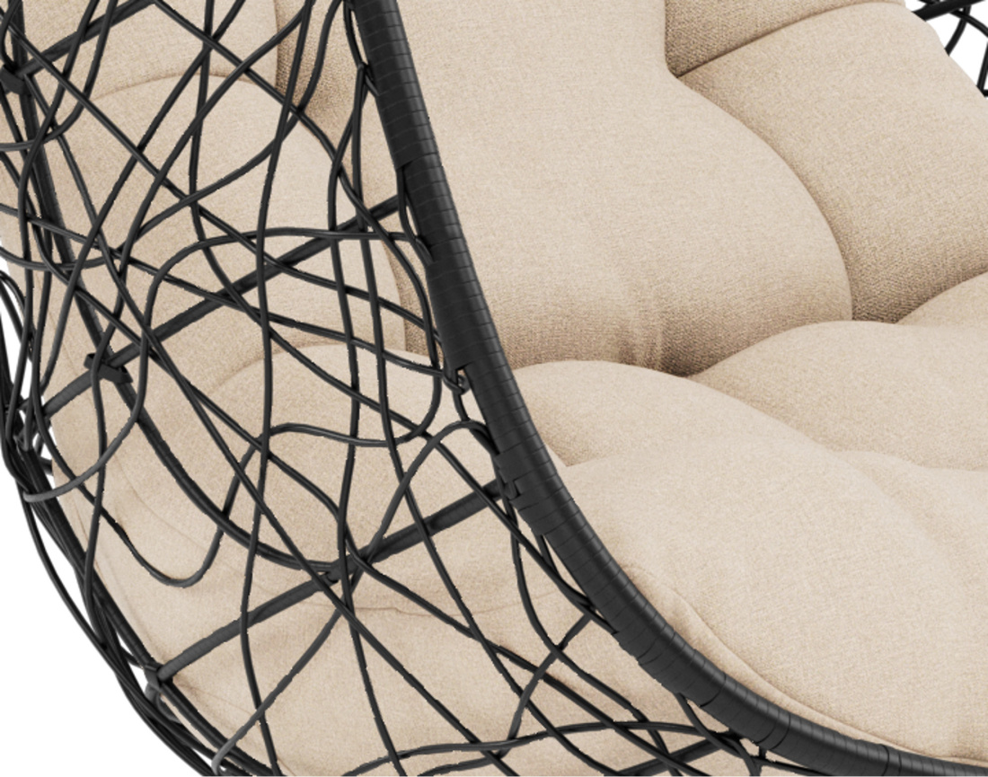 Fauteuil suspendu 1 place effet rotin noir Leila