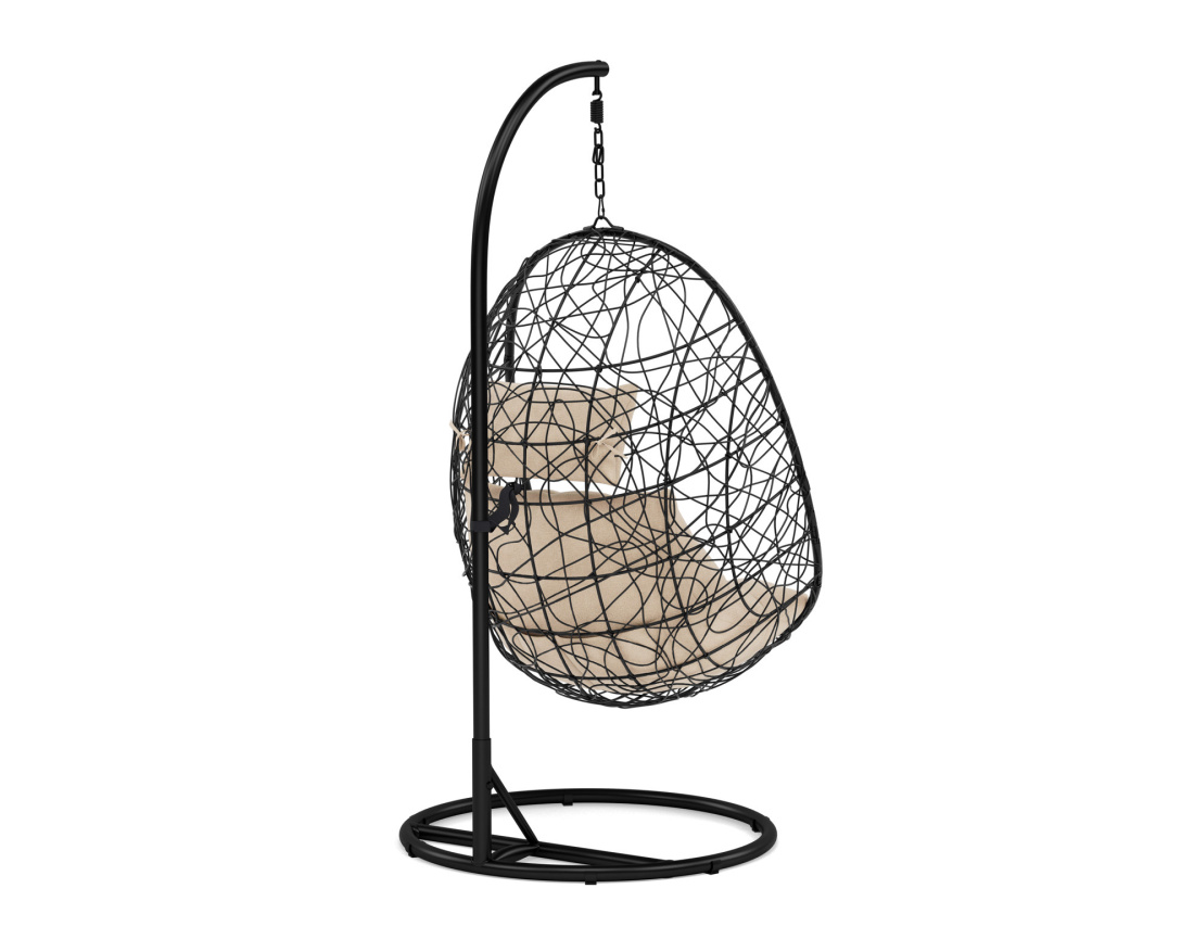 Fauteuil suspendu 1 place effet rotin noir Leila