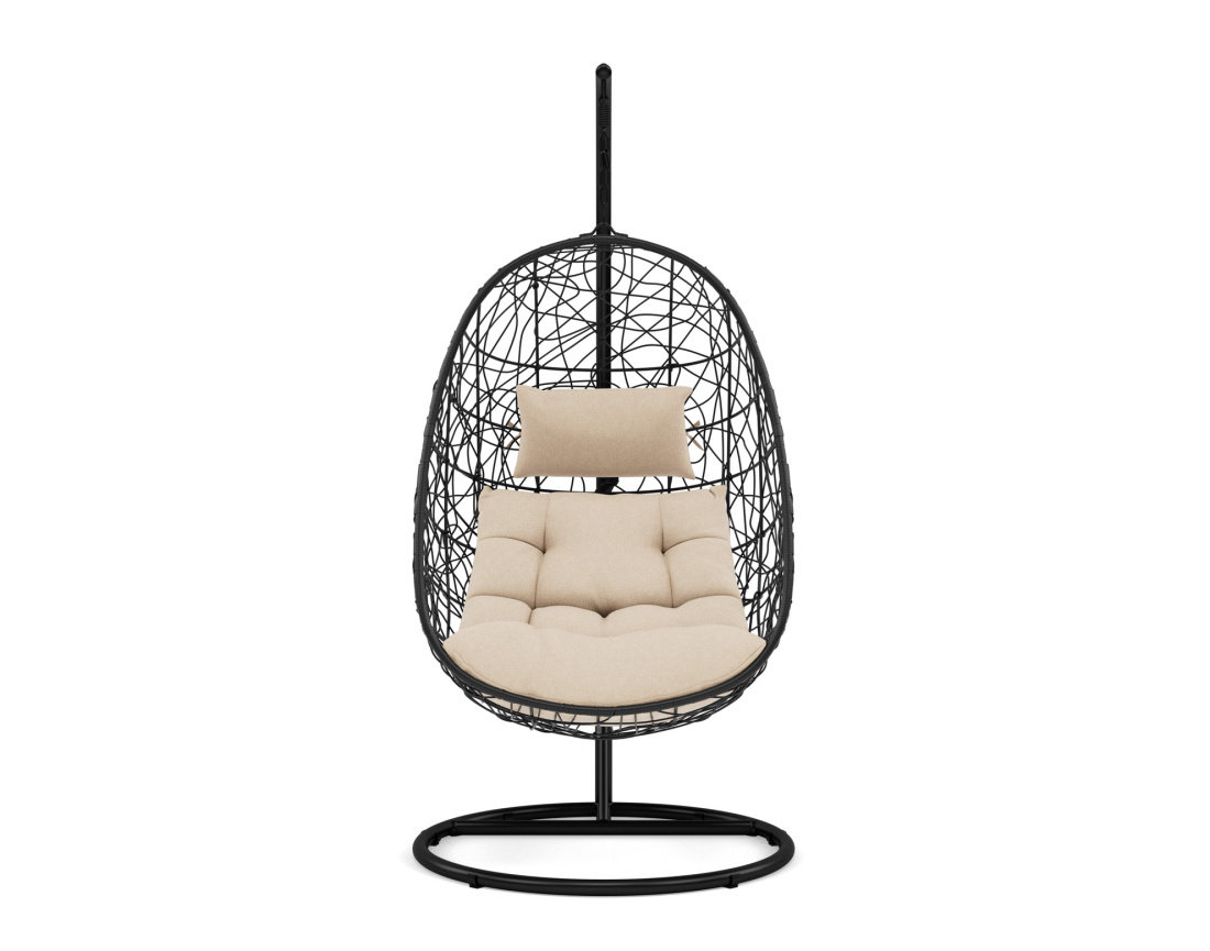 Fauteuil suspendu 1 place effet rotin noir Leila