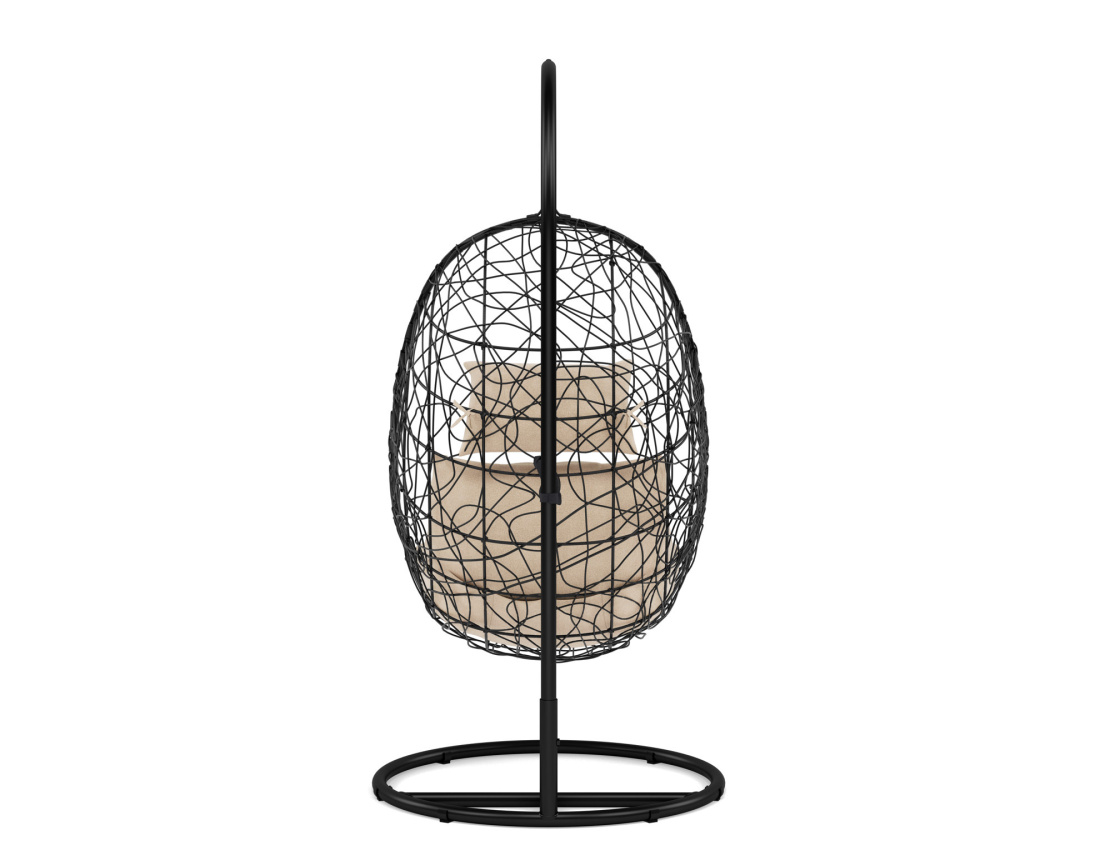 Fauteuil suspendu 1 place effet rotin noir Leila