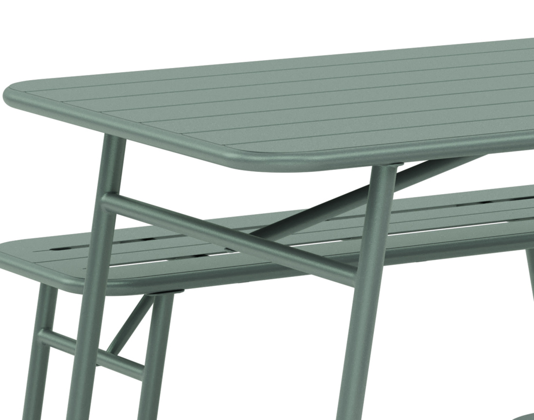 Ensemble table et bancs de jardin 4 personnes vert Ribola