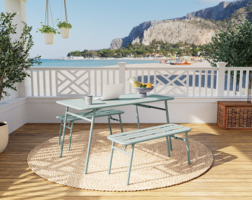 Ensemble table et bancs de jardin 4 personnes vert Ribola