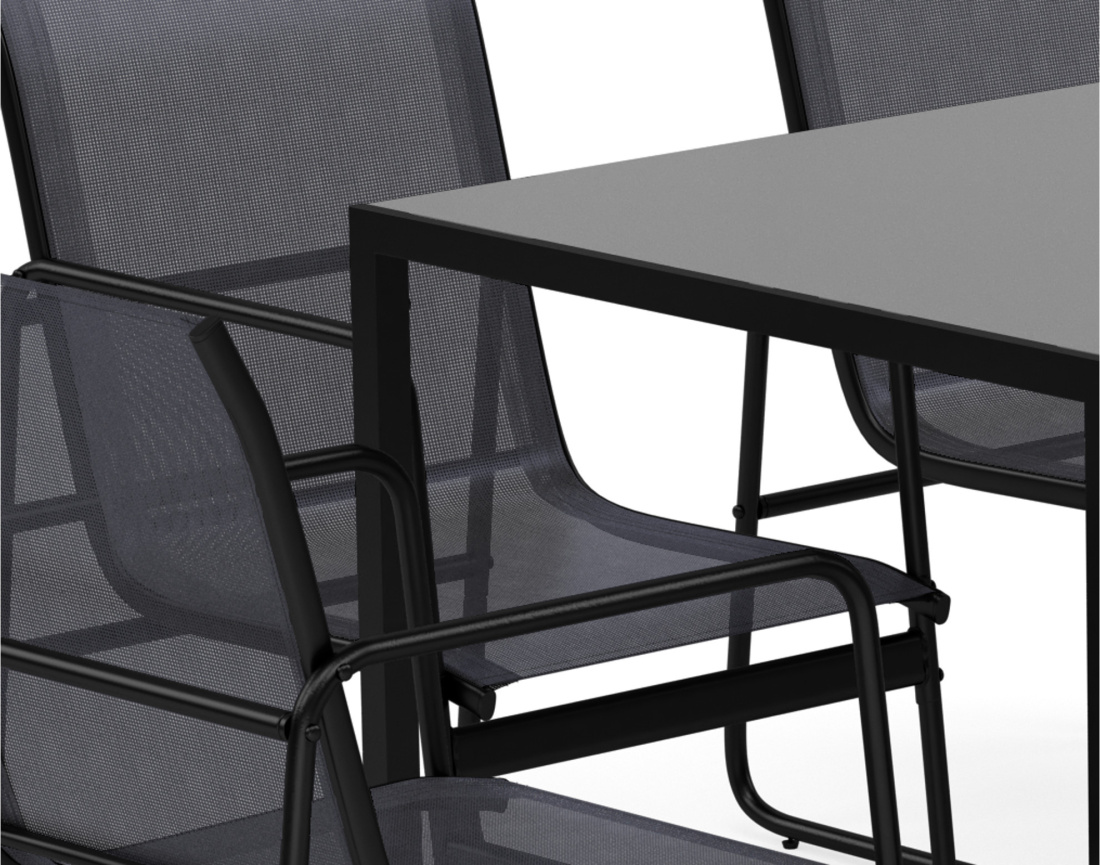 Ensemble table et chaises jardin 6 personnes noir et gris Murillo