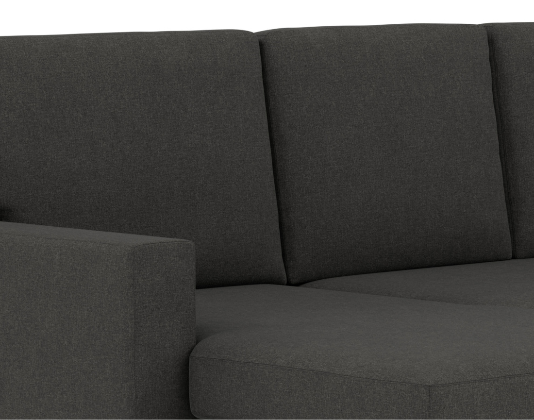 Canapé d’angle 4 places en tissu convertible avec coffre Meiya