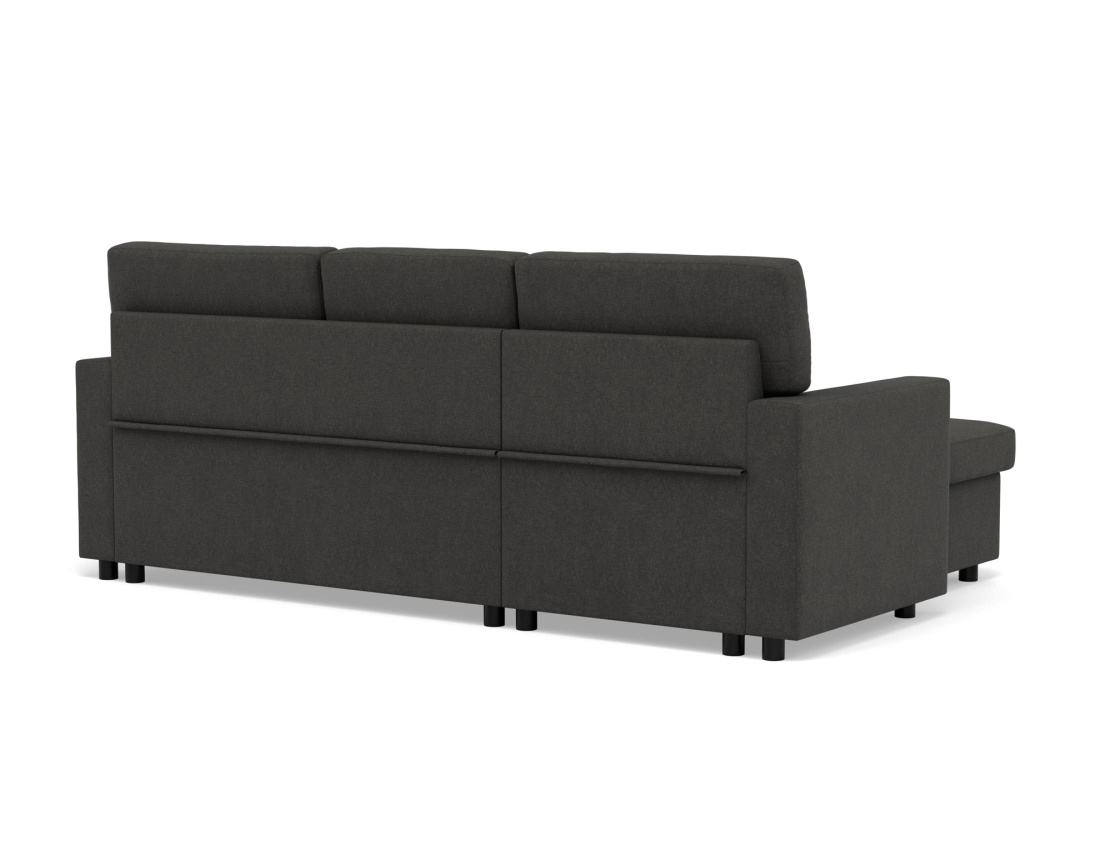 Canapé d’angle 4 places en tissu convertible avec coffre Meiya