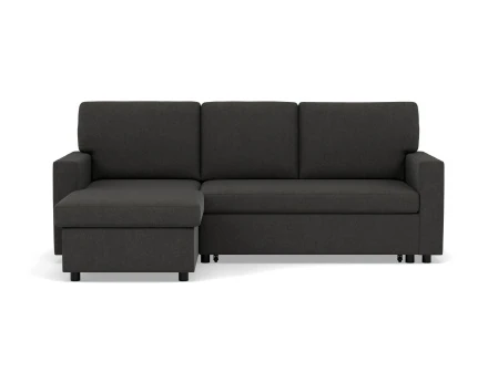 Canapé d’angle 4 places en tissu convertible avec coffre Meiya
