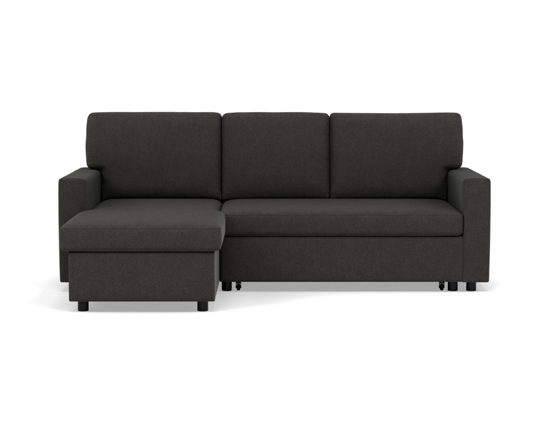 Canapé d’angle 4 places en tissu convertible avec coffre Meiya