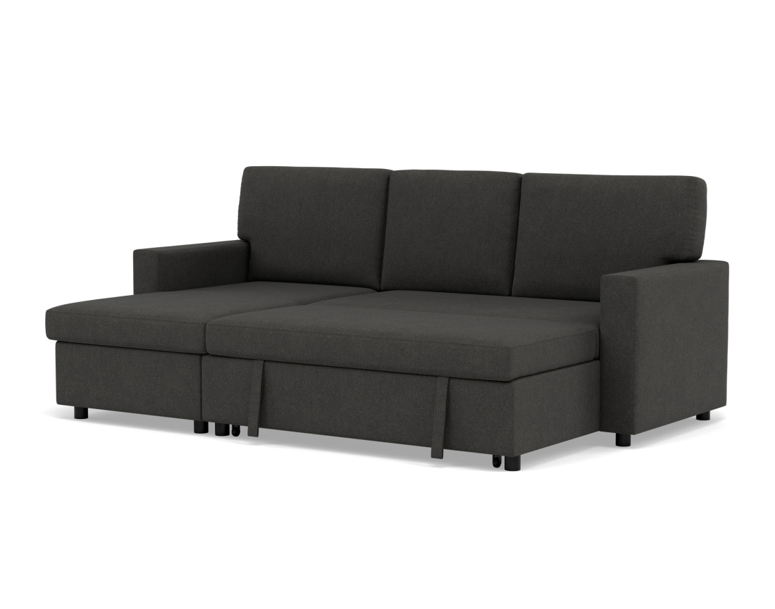 Canapé d’angle 4 places en tissu convertible avec coffre Meiya
