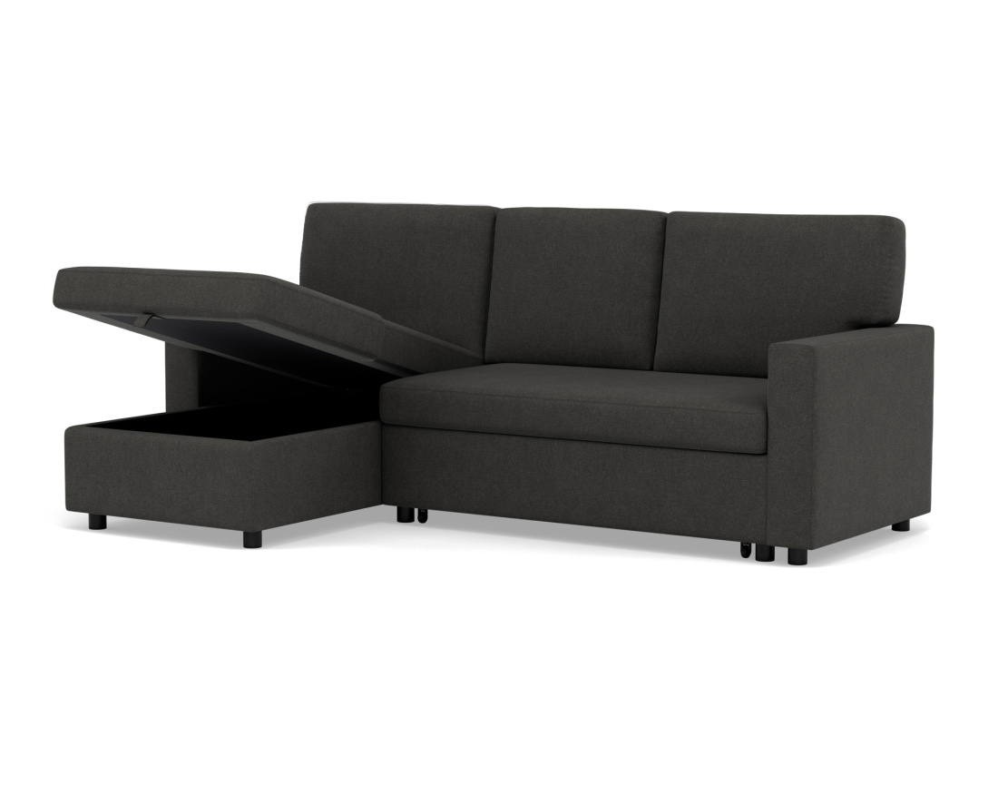 Canapé d’angle 4 places en tissu convertible avec coffre Meiya