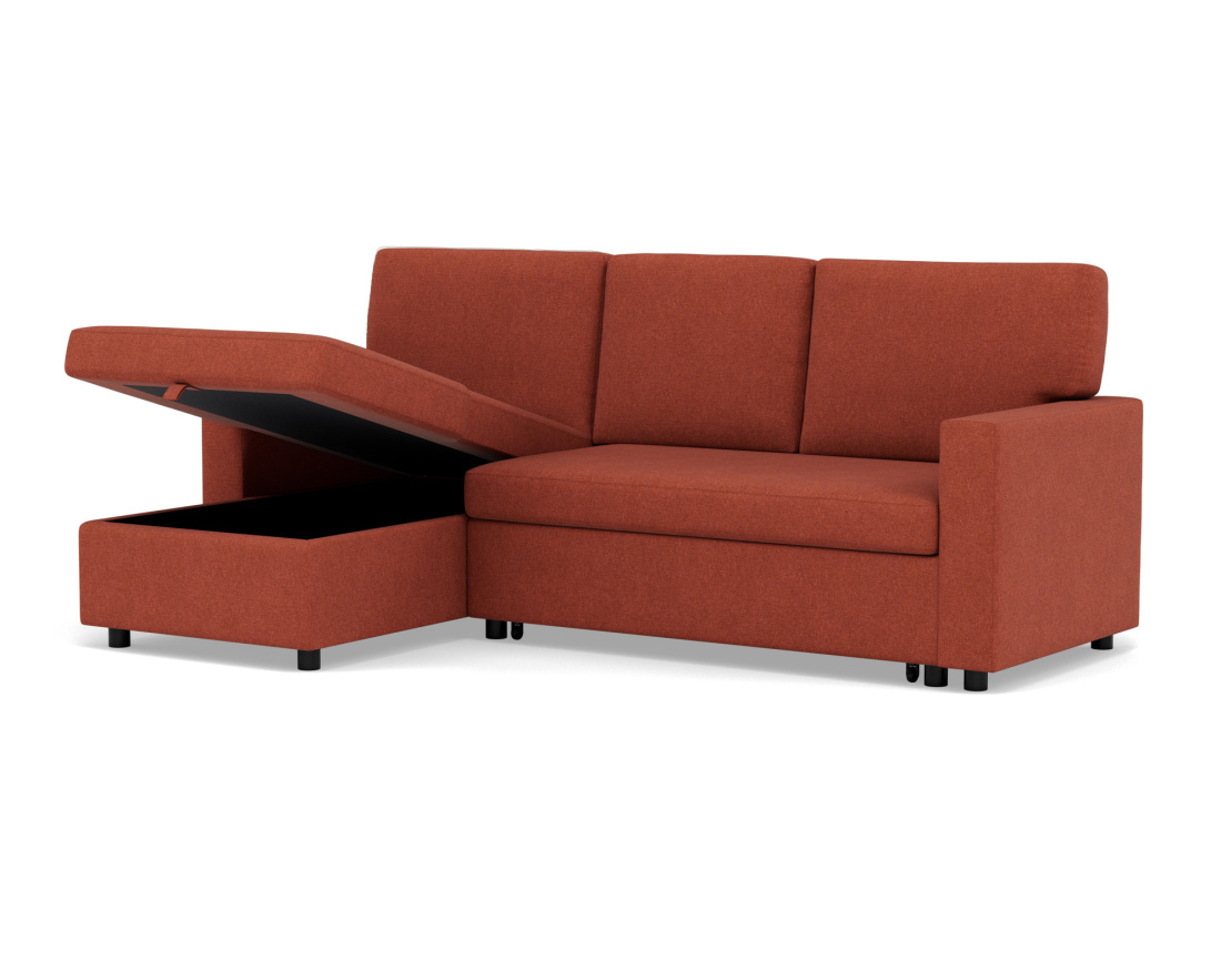 Canapé d’angle 4 places en tissu convertible avec coffre Meiya Canapé d’angle 4 places en tissu convertible avec coffre Meiya