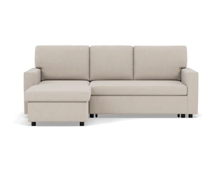 Canapé d’angle 4 places en tissu convertible avec coffre Meiya