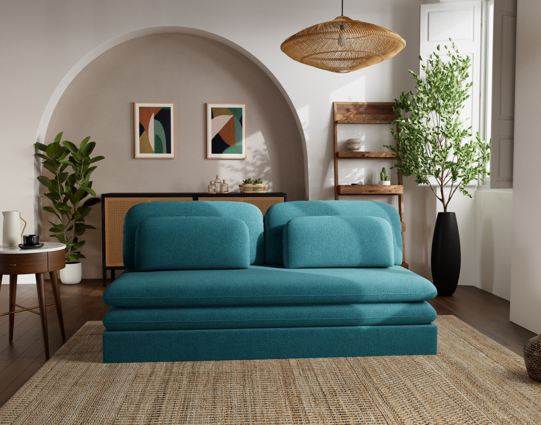 Canapé 3 places convertible déplimousse en velours texturé Ysal