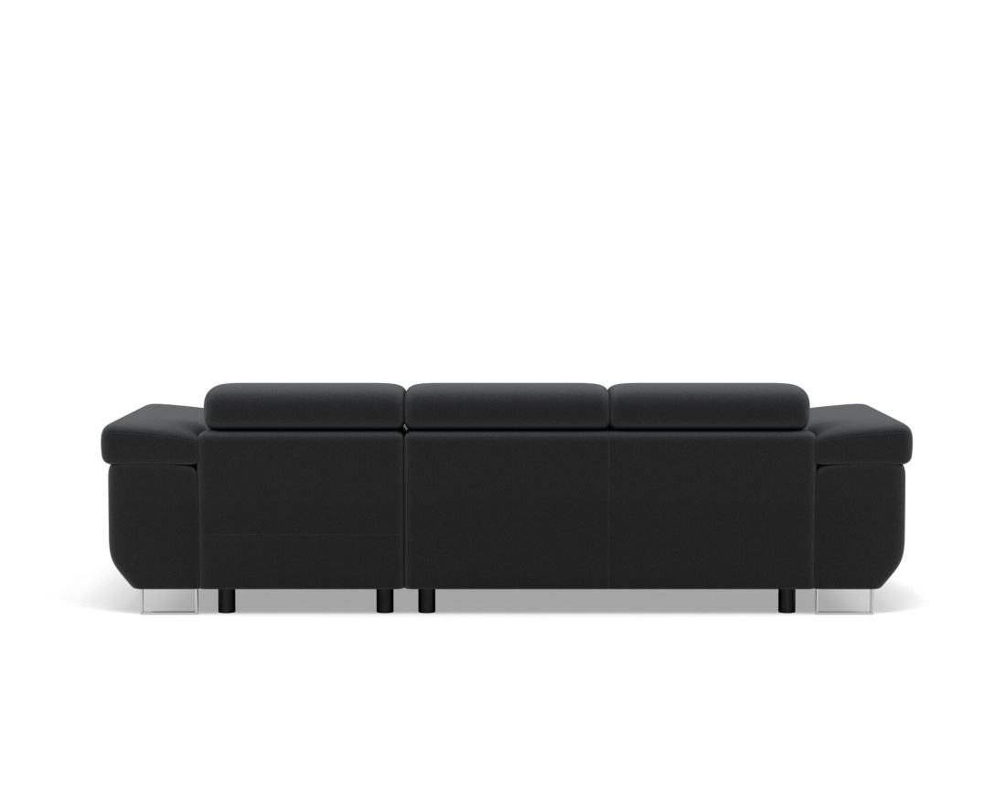 Canapé d'angle droit 6 places convertible avec coffre et têtières réglables en velours Pablo