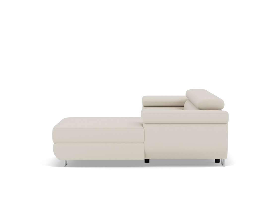 Canapé d'angle droit 6 places convertible avec coffre et têtières réglables en velours Pablo Canapé d'angle droit 6 places convertible avec coffre et têtières réglables en velours Pablo