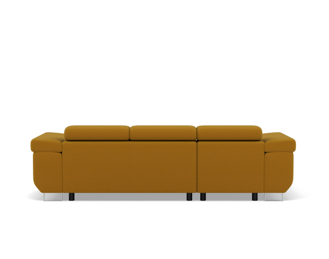 Canapé d'angle gauche 6 places convertible avec coffre et têtières réglables en velours Pablo