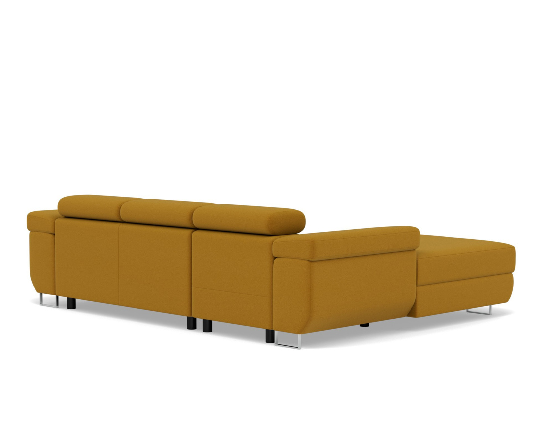 Canapé d'angle gauche 6 places convertible avec coffre et têtières réglables en velours Pablo