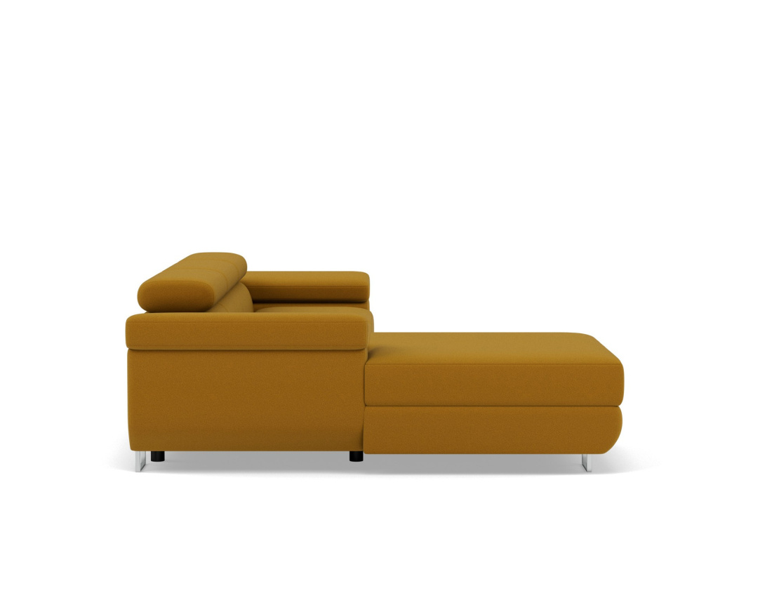 Canapé d'angle gauche 6 places convertible avec coffre et têtières réglables en velours Pablo