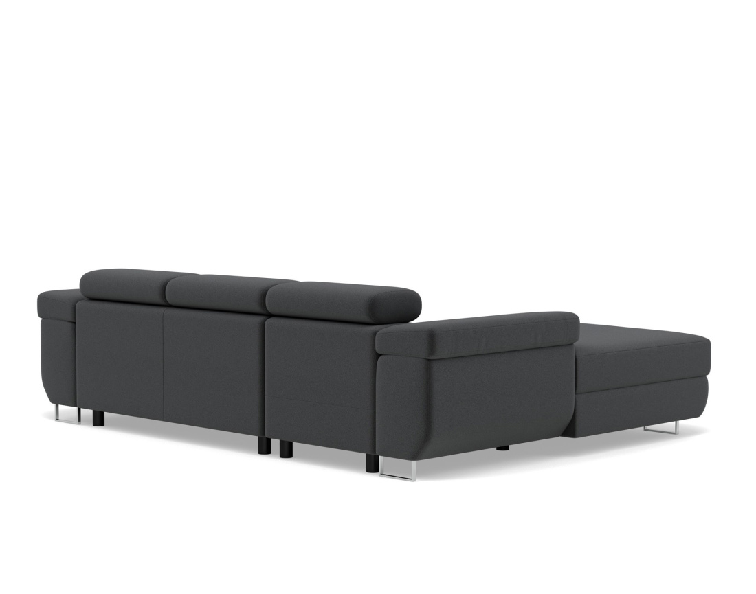 Canapé d'angle gauche 6 places convertible avec coffre et têtières réglables en velours Pablo Canapé d'angle gauche 6 places convertible avec coffre et têtières réglables en velours Pablo