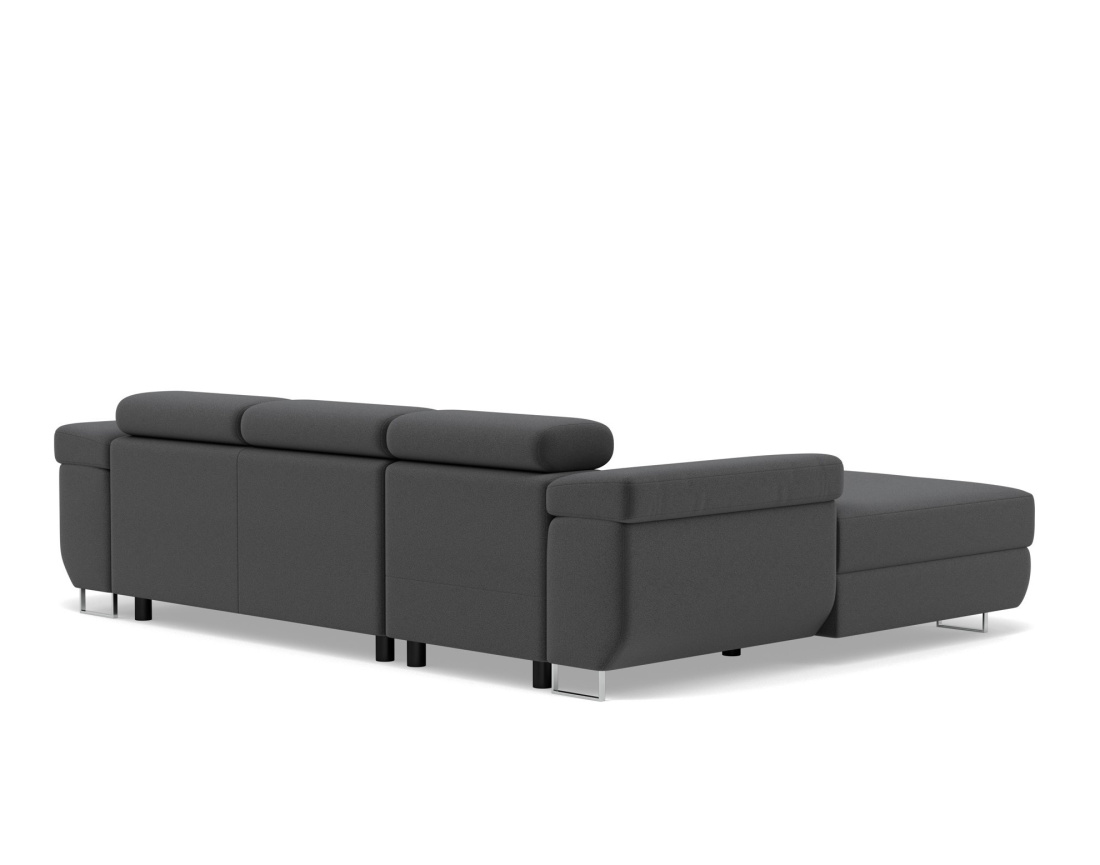 Canapé d'angle gauche 6 places convertible avec coffre et têtières réglables en velours Pablo Canapé d'angle gauche 6 places convertible avec coffre et têtières réglables en velours Pablo