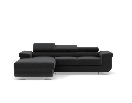 Canapé d'angle gauche 6 places convertible avec coffre et têtières réglables en velours Pablo