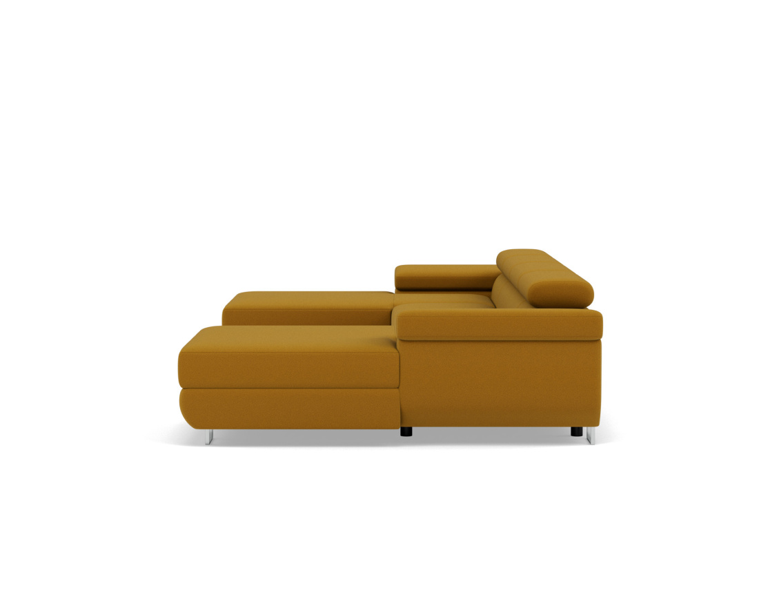 Canapé panoramique en U 7 places convertible avec coffres et têtières réglables en velours Pablo