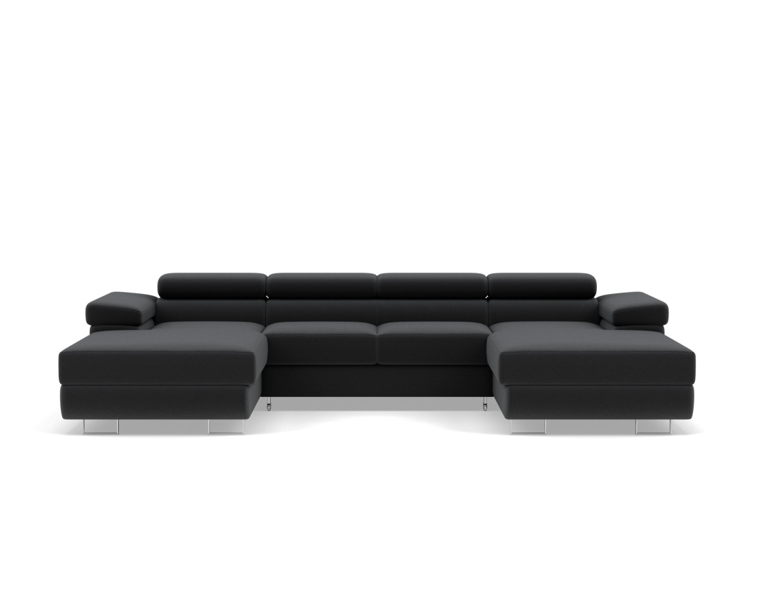 Canapé panoramique en U 7 places convertible avec coffres et têtières réglables en velours Pablo Canapé panoramique en U 7 places convertible avec coffres et têtières réglables en velours Pablo