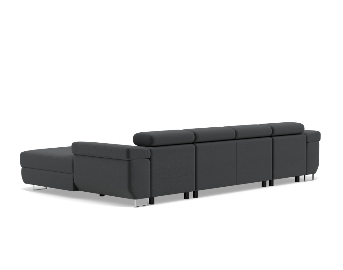 Canapé panoramique en U 7 places convertible avec coffres et têtières réglables en velours Pablo Canapé panoramique en U 7 places convertible avec coffres et têtières réglables en velours Pablo