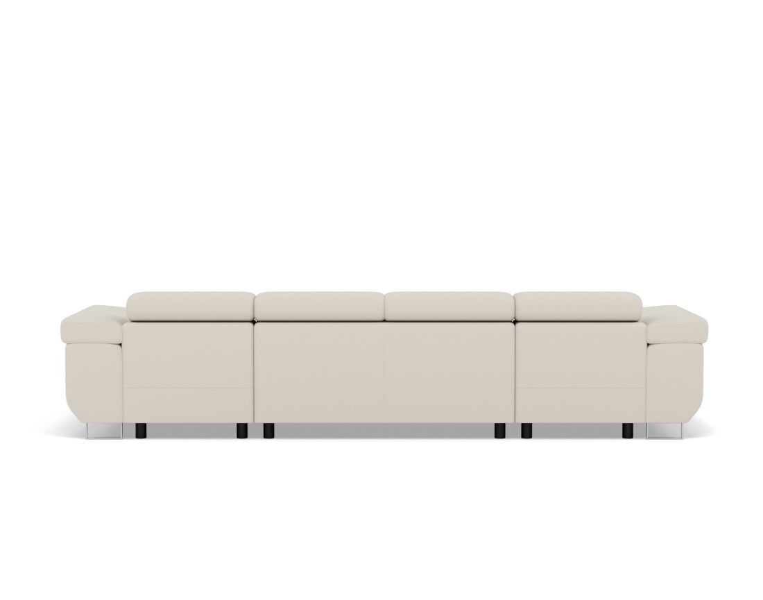 Canapé panoramique en U 7 places convertible avec coffres et têtières réglables en velours Pablo