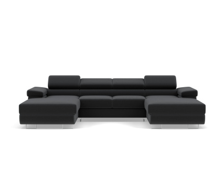 Canapé panoramique en U 7 places convertible avec coffres et têtières réglables en velours Pablo