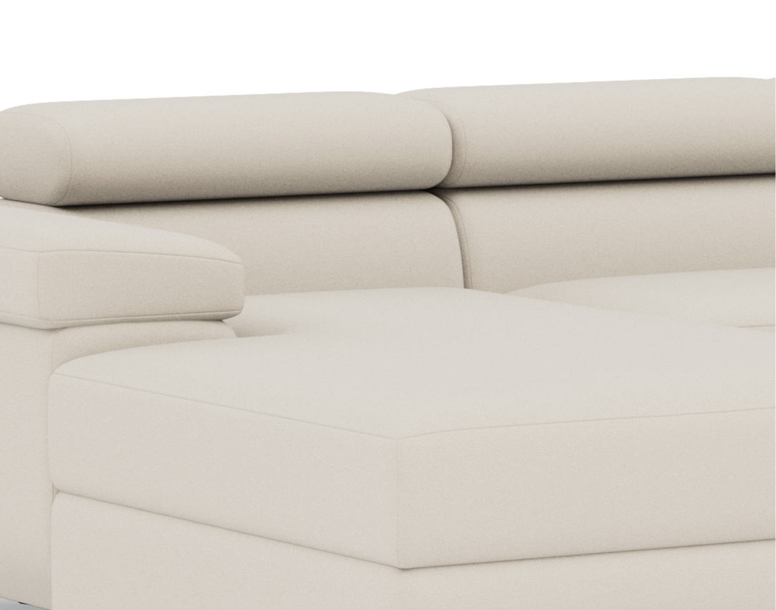 Canapé panoramique en U 7 places convertible avec coffres et têtières réglables en velours Pablo