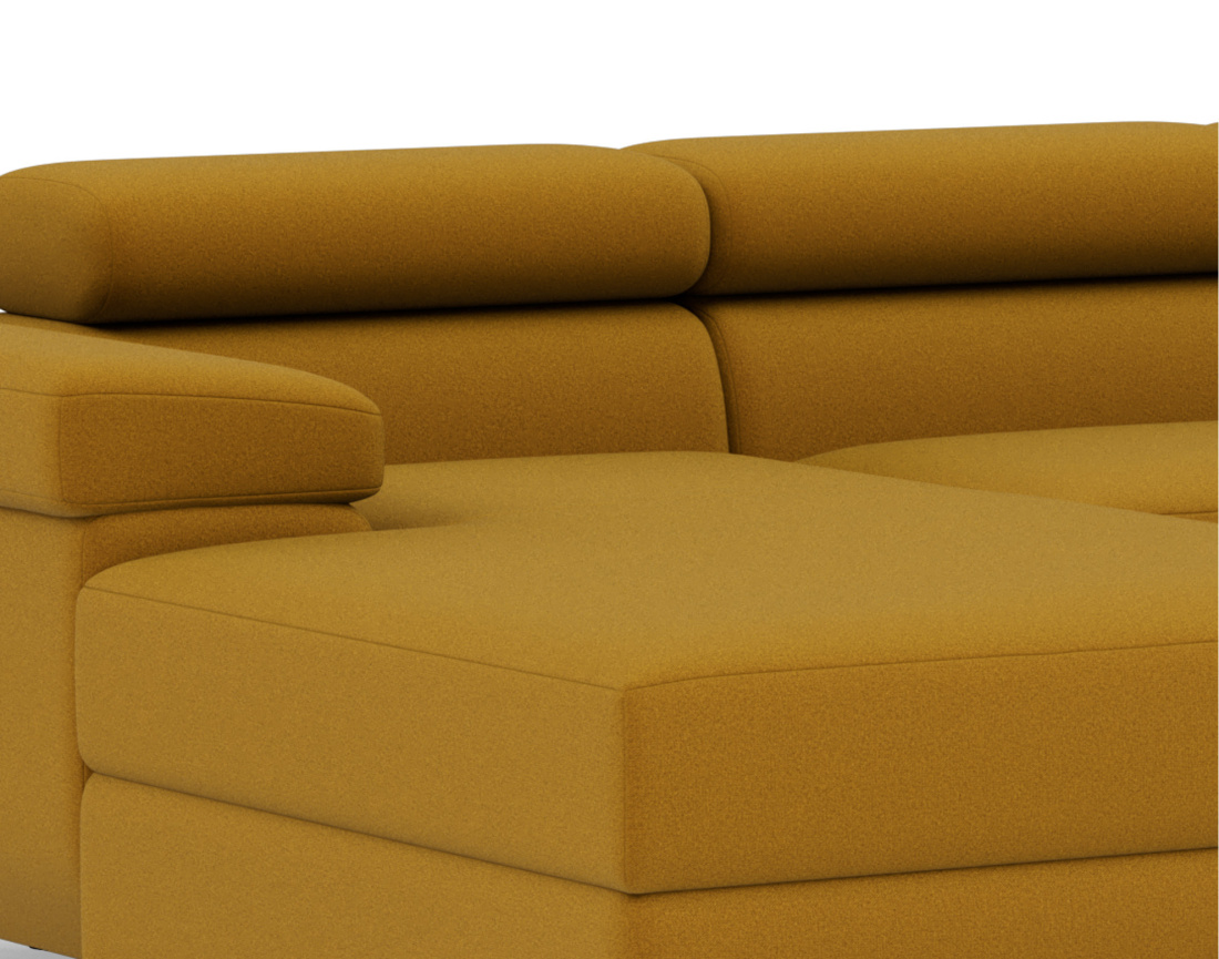 Canapé panoramique en U 7 places convertible avec coffres et têtières réglables en velours Pablo