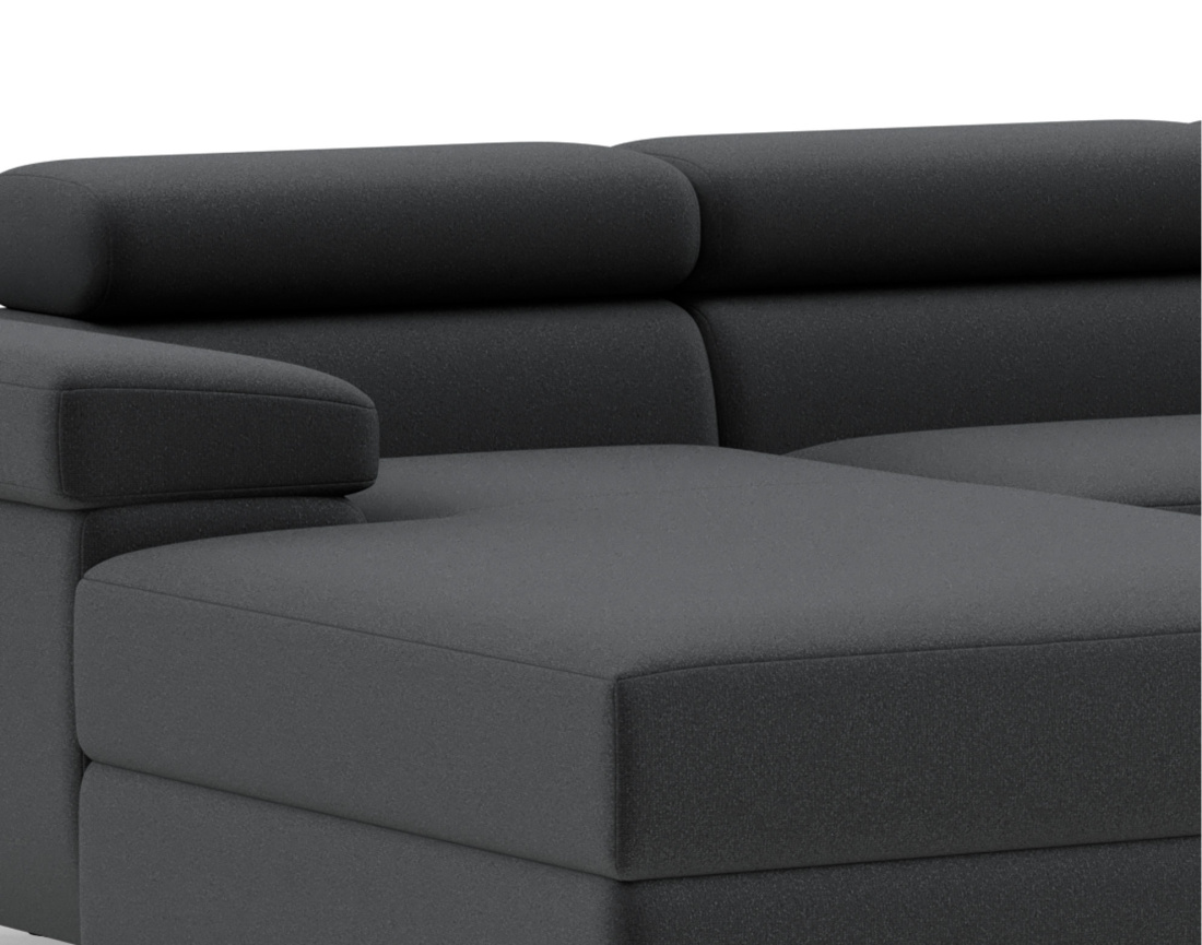Canapé panoramique en U 7 places convertible avec coffres et têtières réglables en velours Pablo Canapé panoramique en U 7 places convertible avec coffres et têtières réglables en velours Pablo