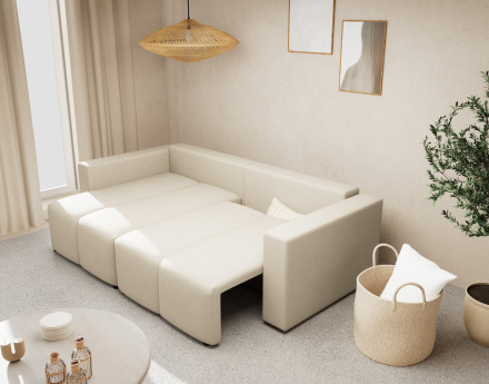 Canapé d'angle réversible 4 places convertible avec coffre en tissu texturé Daryl