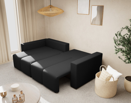 Canapé d'angle réversible 4 places convertible avec coffre en tissu texturé Daryl